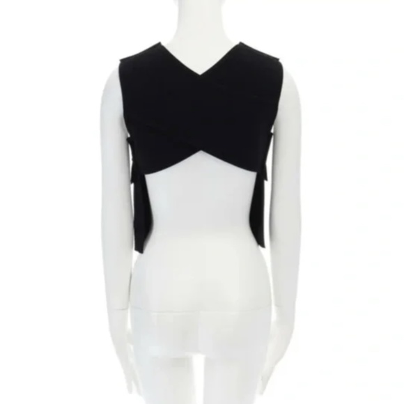 Victoria Beckham Crepe Dual Cargo Pocket Cross Strap Open Back Black Crop Top - Picture 3 of 10